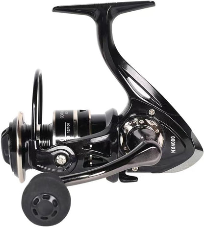 Spinning Reel, Fishing Reel,NX2000-NX7000 Series, Right/Left Handle, EVA Grip, Corrosion-Resistant, Aluminum Spool, Black