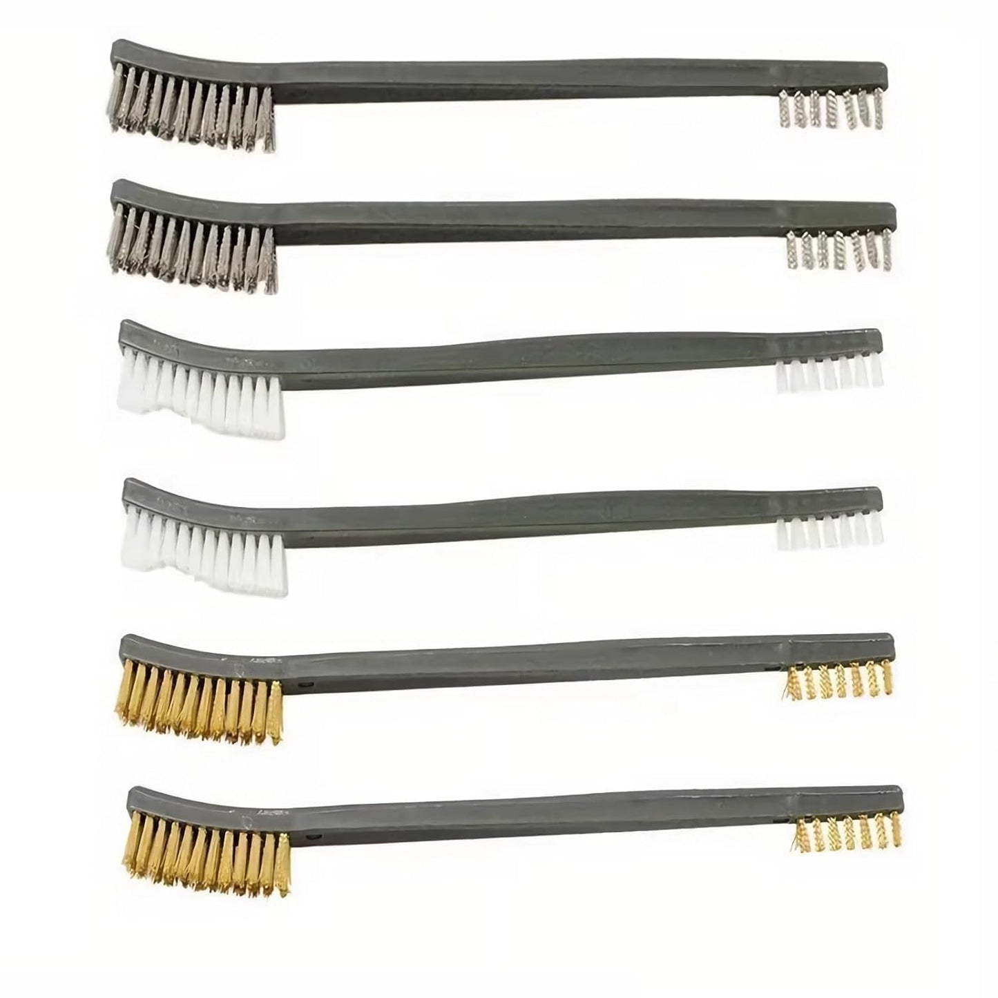 6Pc Mini Wire Brush Set, Steel Brass Nylon Cleaning Polishing Metal Rust Tools, Suitable for Paint Dirt