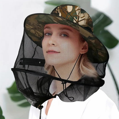 1Pack Anti-Mosquito Mesh Fishing Cap, Mosquito Head Net Hat with Removable Hidden Netting，for Outdoor Hiking Gardening Beekeeping