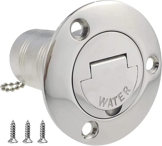 1-1/2"(38mm) Boat Gas/Fuel/Diesel/Water/Waste Deck Fill/Filler with Keyless Cap 1-1/2" Marine Mirror- Polished 316 Stainless Steel Hardware for Yacht Caravan WATER