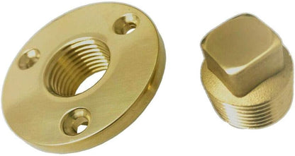 Boat Hull Drain Bronze Brass Garboard Plug w/Recepacle Flange 1/2"