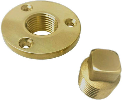 Boat Hull Drain Bronze Brass Garboard Plug w/Recepacle Flange 1/2"