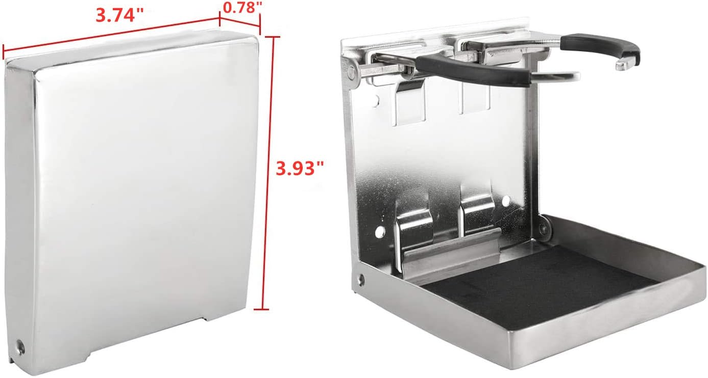 316 Stainless Steel Adjustable Fold Down Cup Drink Holder Marine Boat Caravan Car for Mug up to Dia 3.15"