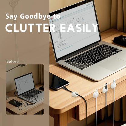 Cable Clips, Cord Holder, Adhesive Wire Holder for Management, Phone Charger, Desk, Wall, Nightstand and Office, White 9 PCS