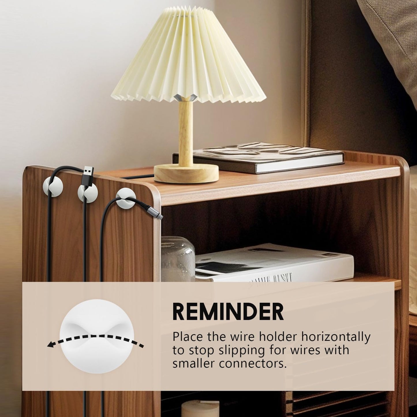Cable Clips, Cord Holder, Adhesive Wire Holder for Management, Phone Charger, Desk, Wall, Nightstand and Office, White 9 PCS