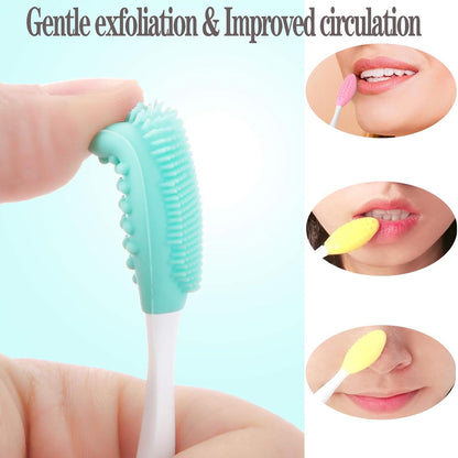 6PCS Lip Scrub Brush Tool,Double-Sided Silicone Exfoliating Lips Brushes,Gentle Exfoliator Scrubber for Smooth,Soft,Bright,Fuller Healthy