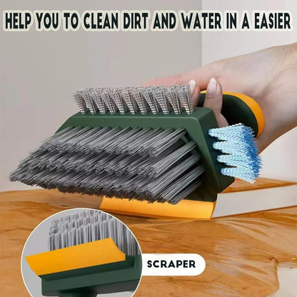 4-in-1 Grout Brush with Squeegee,Durable Bristles,Heavy-Duty Scrub Brushes for Cleaning Stiff Bristles Bathroom & Kitchen,Tile Floors Wall/Corner/Window (Green) Green