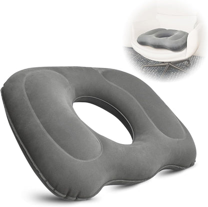 Petluno Inflatable Donut Cushion for Tailbone Pain Relief - Orthopedic Hemorrhoid & Sciatica Seat Cushion - Coccyx Cushion for Postpartum, Pregnancy, Office Chair, Car, Wheelchair & Post-Surgical Recovery (Grey)