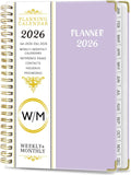 2026 Weekly and Monthly Planner, Jan-Dec, Spiral-Bound with Tabs, Inner Pocket, 6.2" x 8.5" Year Planner Calendar (Purple, 8.5")