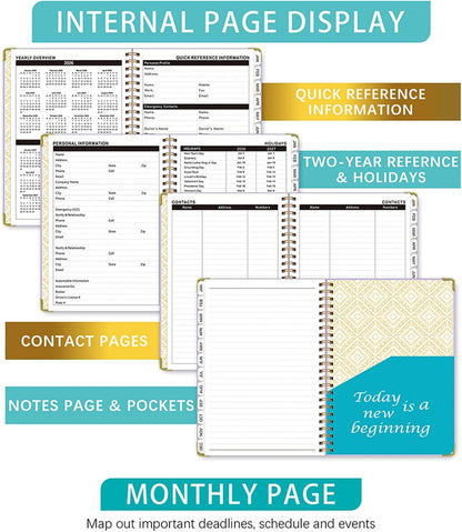 2026 Weekly and Monthly Planner, Jan-Dec, Spiral-Bound with Tabs, Inner Pocket, 6.2" x 8.5" Year Planner Calendar (Purple, 8.5")