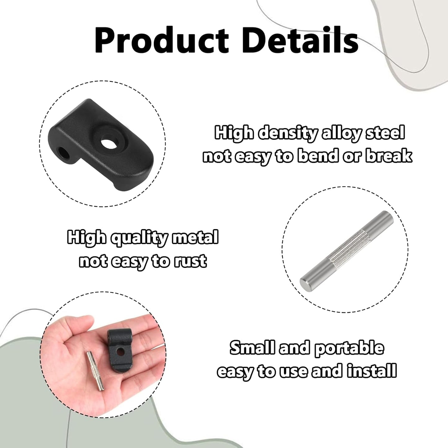 Folding hook lock with iron clasp, compatible with Xiao-Mi M365, reinforced hinge for aluminium folding electric scooters.