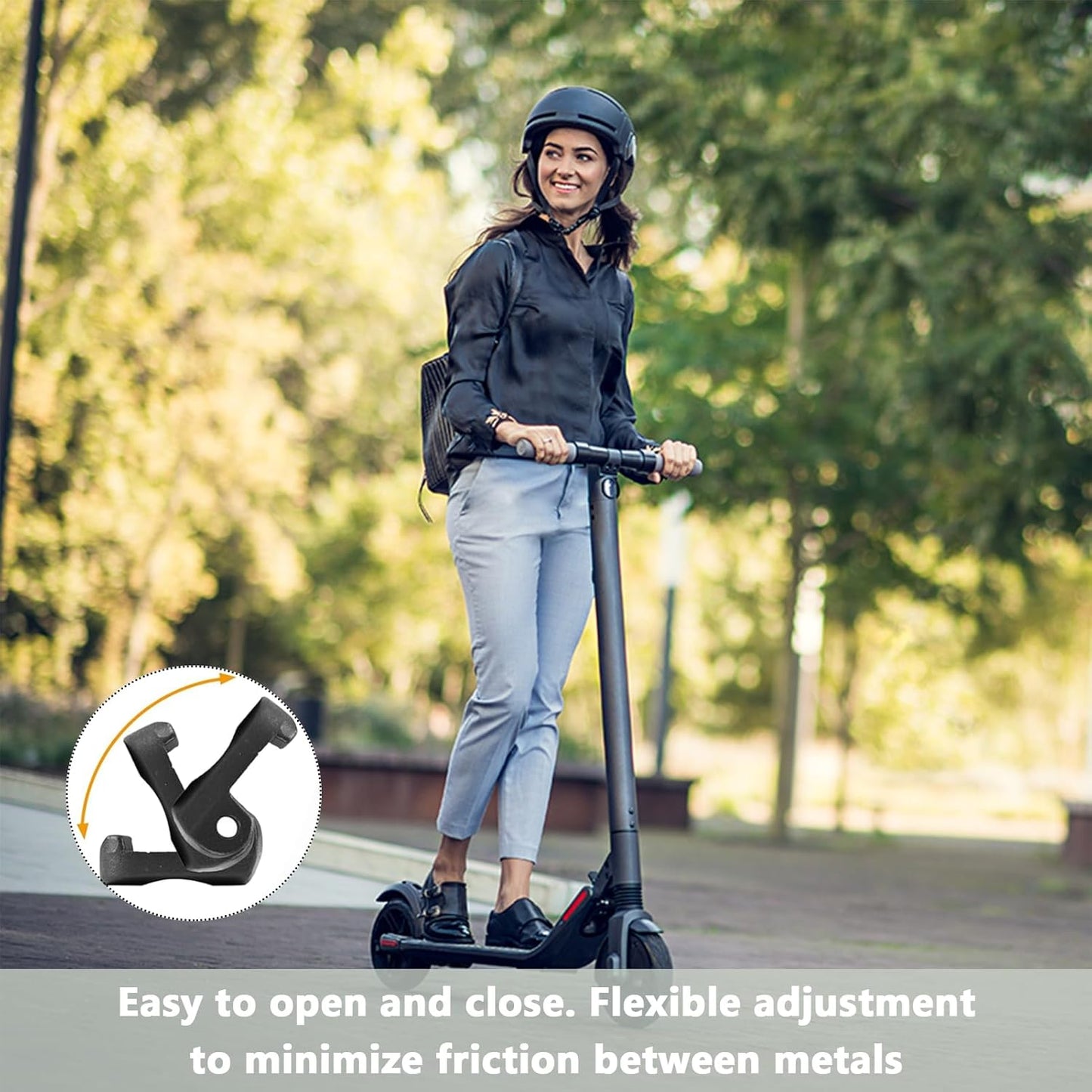 Folding hook lock with iron clasp, compatible with Xiao-Mi M365, reinforced hinge for aluminium folding electric scooters.