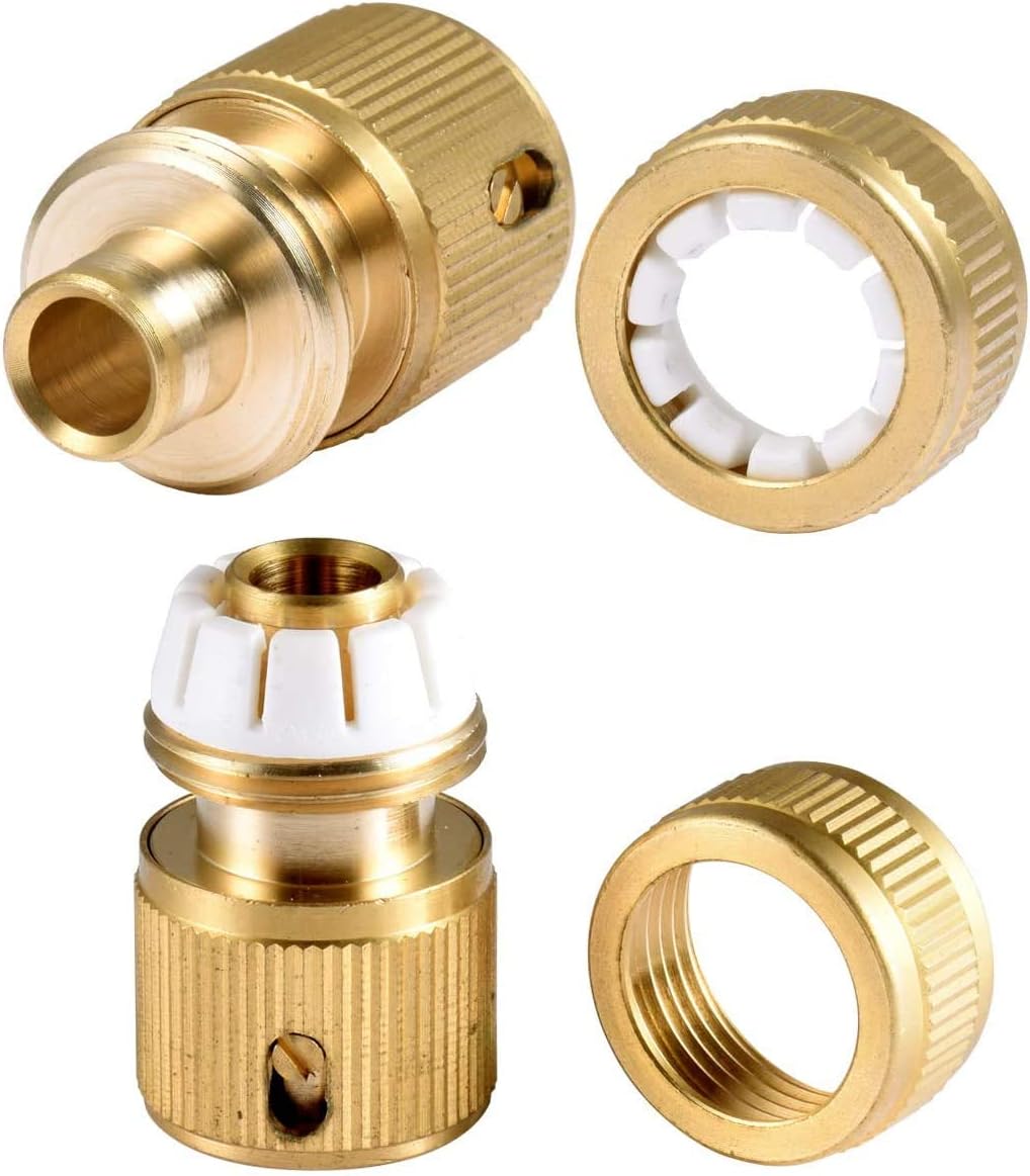 CT 2 st Brass Hose Connector Hose End Quick Coupling 1/2" Hose Pipe for Gardening, Watering, Car Washing