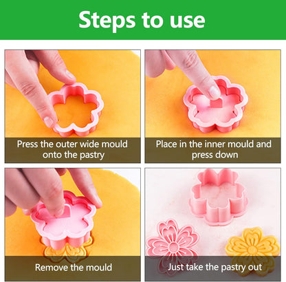 Set of 8 cookie cutters for kids, 3D cookie cutter, flower shape, cookie shape, DIY, baking cakes, tool, fondant, cake, baking
