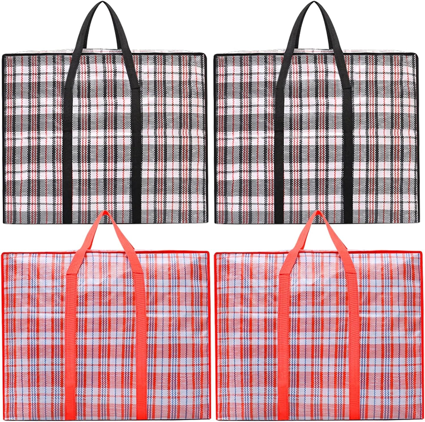 Storage bags, 4 pieces, large reusable moving bags, with zip closure and handles, storage bag, clothing, laundry bag, capacity, multifunctional for duvets