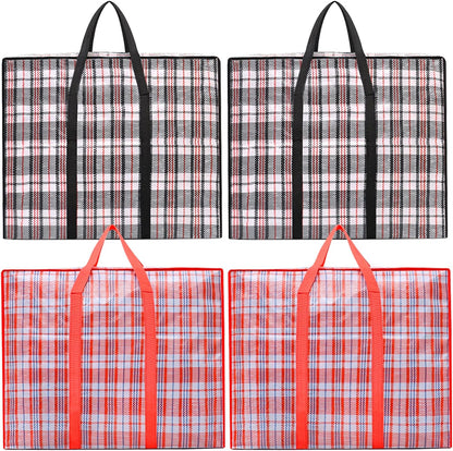 Storage bags, 4 pieces, large reusable moving bags, with zip closure and handles, storage bag, clothing, laundry bag, capacity, multifunctional for duvets