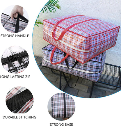 Storage bags, 4 pieces, large reusable moving bags, with zip closure and handles, storage bag, clothing, laundry bag, capacity, multifunctional for duvets
