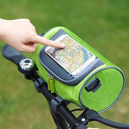 Waterproof Bicycle Handlebar Bag with Transparent Pouch and Adjustable Strap High-Capacity Cycling Front Pack #1 Green.