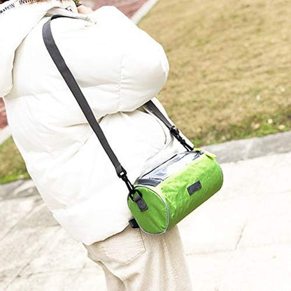 Waterproof Bicycle Handlebar Bag with Transparent Pouch and Adjustable Strap High-Capacity Cycling Front Pack #1 Green.