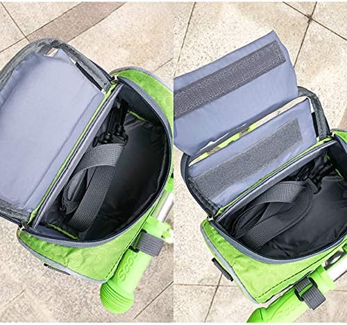 Waterproof Bicycle Handlebar Bag with Transparent Pouch and Adjustable Strap High-Capacity Cycling Front Pack #1 Green.