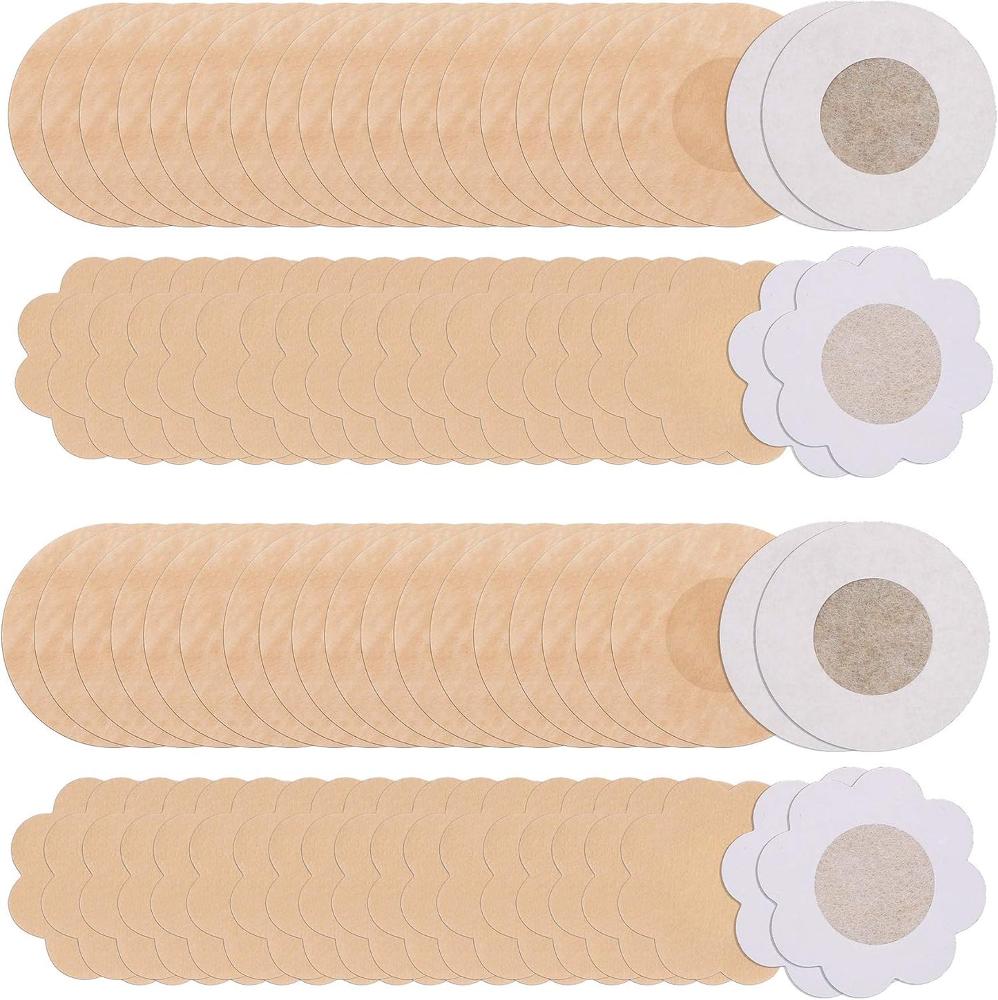 80 Pieces of Nipple Covers Breast Pasties Comfortable Adhesive Bra Disposable Satin Petals Pasties for Women Beige