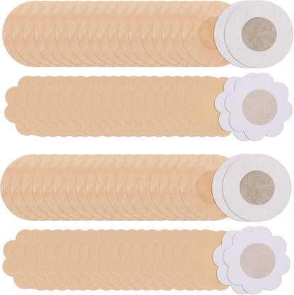 80 Pieces of Nipple Covers Breast Pasties Comfortable Adhesive Bra Disposable Satin Petals Pasties for Women Beige