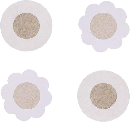 80 Pieces of Nipple Covers Breast Pasties Comfortable Adhesive Bra Disposable Satin Petals Pasties for Women Beige