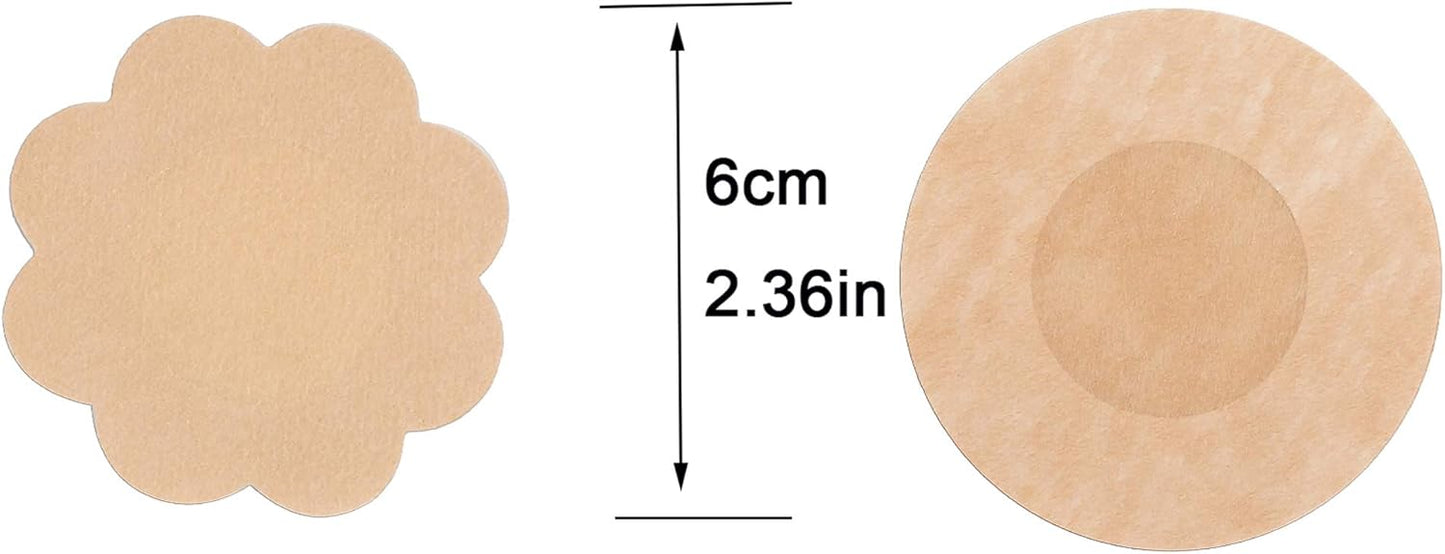 80 Pieces of Nipple Covers Breast Pasties Comfortable Adhesive Bra Disposable Satin Petals Pasties for Women Beige