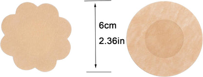 80 Pieces of Nipple Covers Breast Pasties Comfortable Adhesive Bra Disposable Satin Petals Pasties for Women Beige