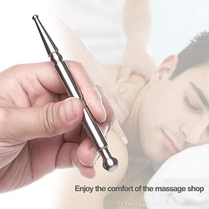 Stainless Steel Deep Tissue Massage Tool-Manual Acupuncture Pen-Trigger Point Massage Relief Pain Therapy Tools Full Body Relaxing Trigger Self-Massage Acupressure Bar (A)-A