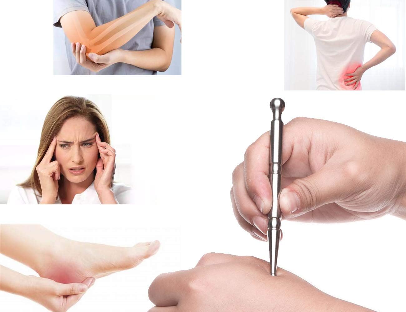 Stainless Steel Deep Tissue Massage Tool-Manual Acupuncture Pen-Trigger Point Massage Relief Pain Therapy Tools Full Body Relaxing Trigger Self-Massage Acupressure Bar (A)-A