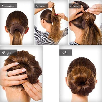 Extra Small Bun Makers for Kids, 6 PCS Chignon Donut Sock Forms for Girls, Mini Doughnut Shapers for Short and Thin Hair (2 Inch, Dark Brown)