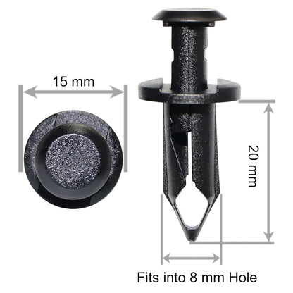Pack of 100 Replacement for Can Am 293150089 ATV UTV Fit 8mm 5/16 inch Hole Fender Rivet Plastic Clip Push Pin Splash Guard Body Panel Retainer Motorcycle Black Nylon Fastener for Bombardier