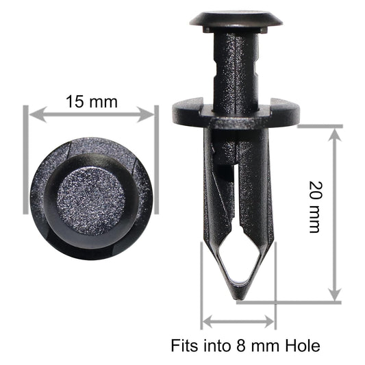 Pack of 100 Replacement for Can Am 293150089 ATV UTV Fit 8mm 5/16 inch Hole Fender Rivet Plastic Clip Push Pin Splash Guard Body Panel Retainer Motorcycle Black Nylon Fastener for Bombardier