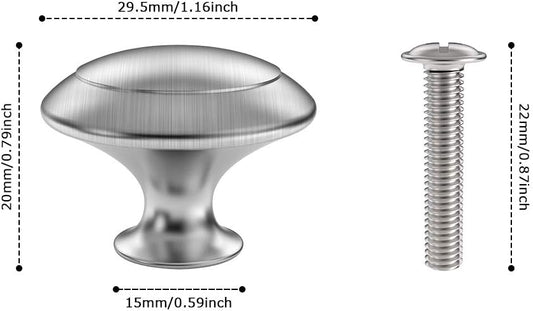 25 Pack Cabinet Hardware Round Knobs Silver Kitchen Mushroom Brushed Nickel Knobs, Cupboard Heavy Knobs, Door Handle Pull for Bathroom Drawer, 1-1/8 inch (29.5mm) (25 Pack)