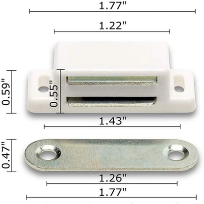 Cabinet Magnet Latch - Best for Cabinet Doors, Cupboards, Drawers and Shutters - Cabinet Magnetic Latch Easy Install - Magnetic Cabinet Catch Screws Included - Set of 12(White)