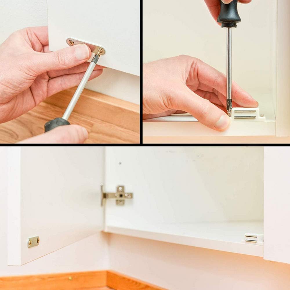Cabinet Magnet Latch - Best for Cabinet Doors, Cupboards, Drawers and Shutters - Cabinet Magnetic Latch Easy Install - Magnetic Cabinet Catch Screws Included - Set of 12(White)