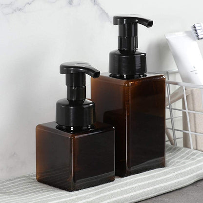Foaming Soap Dispenser, 450ml (15oz) Refillable Pump Bottle Plastic for Liquid Soap, Shampoo, Body Wash (2 Pcs) (Amber)