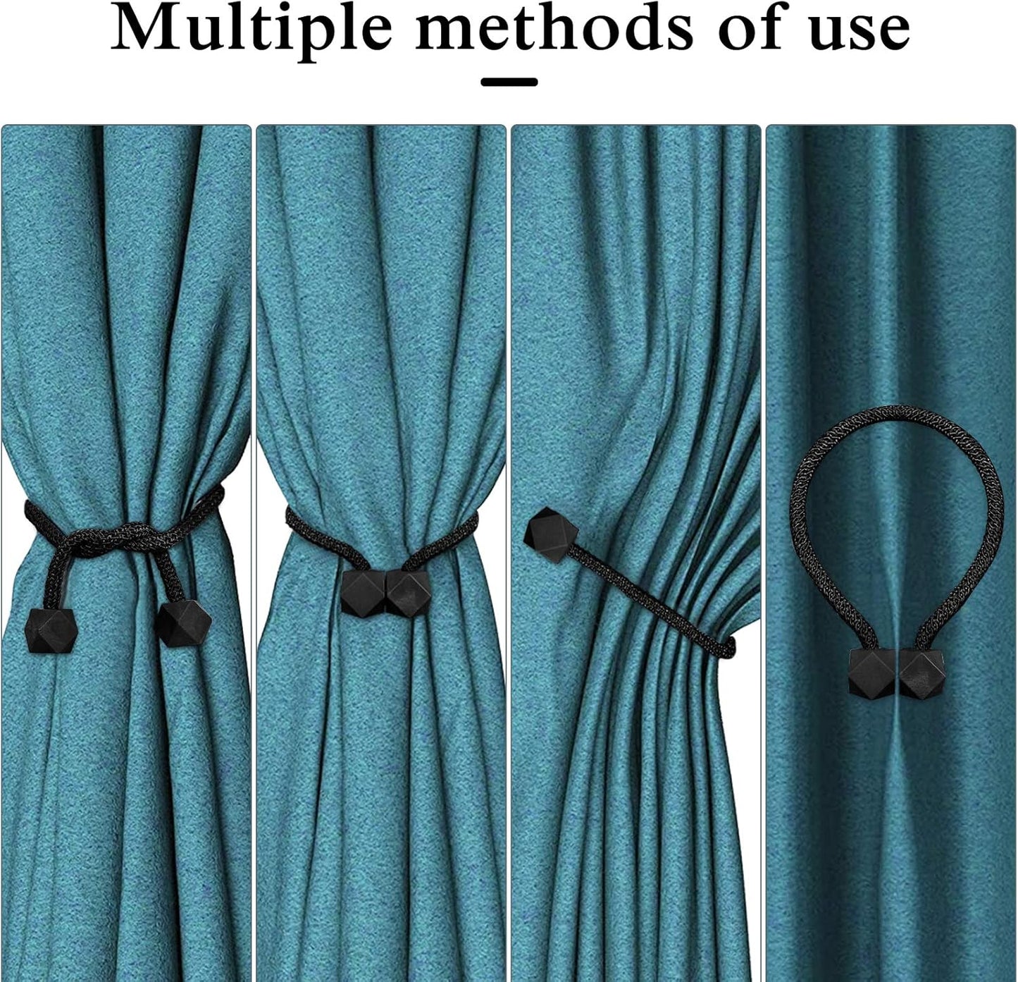 8 PCS Magnetic Curtain Tiebacks, European Style Convenient Drape Tie Backs, Decorative Drape Tie Backs Holdback Holder for Window Draperies, No Tools Required for Christmas Home Holiday Décor