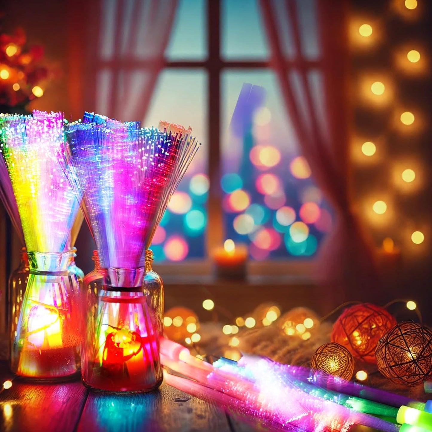 10 Led Fibre Glow Sticks Multi-Coloured Flashing Glow Sticks with 3 Light Modes For Night Parties, Birthday Parties, Easter, Discos, Concerts, Christmas, Carnivals, Weddings(Random Colour)
