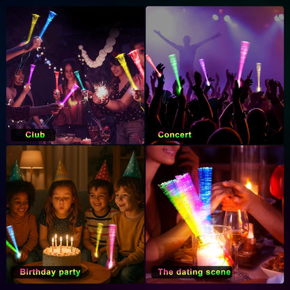 10 Led Fibre Glow Sticks Multi-Coloured Flashing Glow Sticks with 3 Light Modes For Night Parties, Birthday Parties, Easter, Discos, Concerts, Christmas, Carnivals, Weddings(Random Colour)