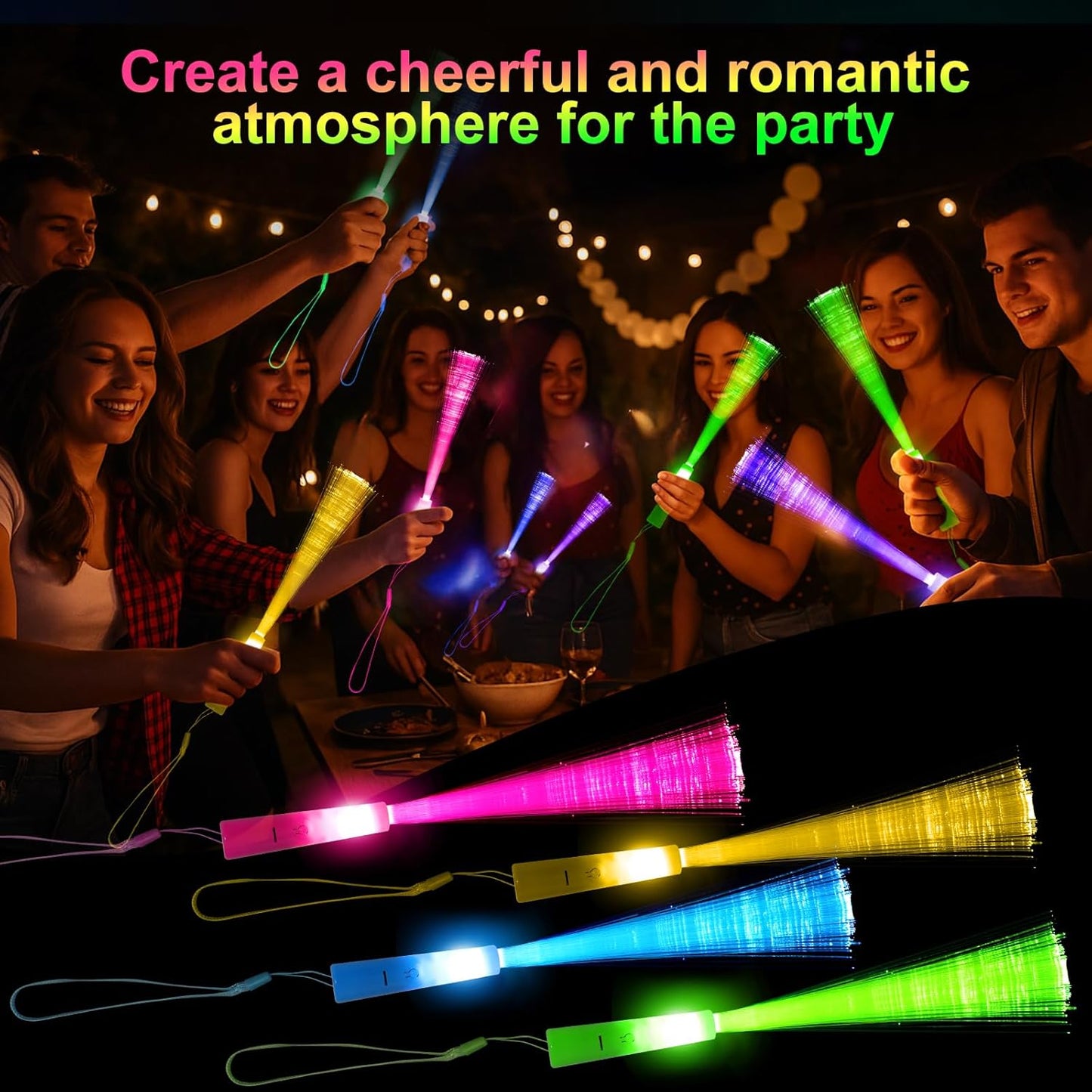 10 Led Fibre Glow Sticks Multi-Coloured Flashing Glow Sticks with 3 Light Modes For Night Parties, Birthday Parties, Easter, Discos, Concerts, Christmas, Carnivals, Weddings(Random Colour)