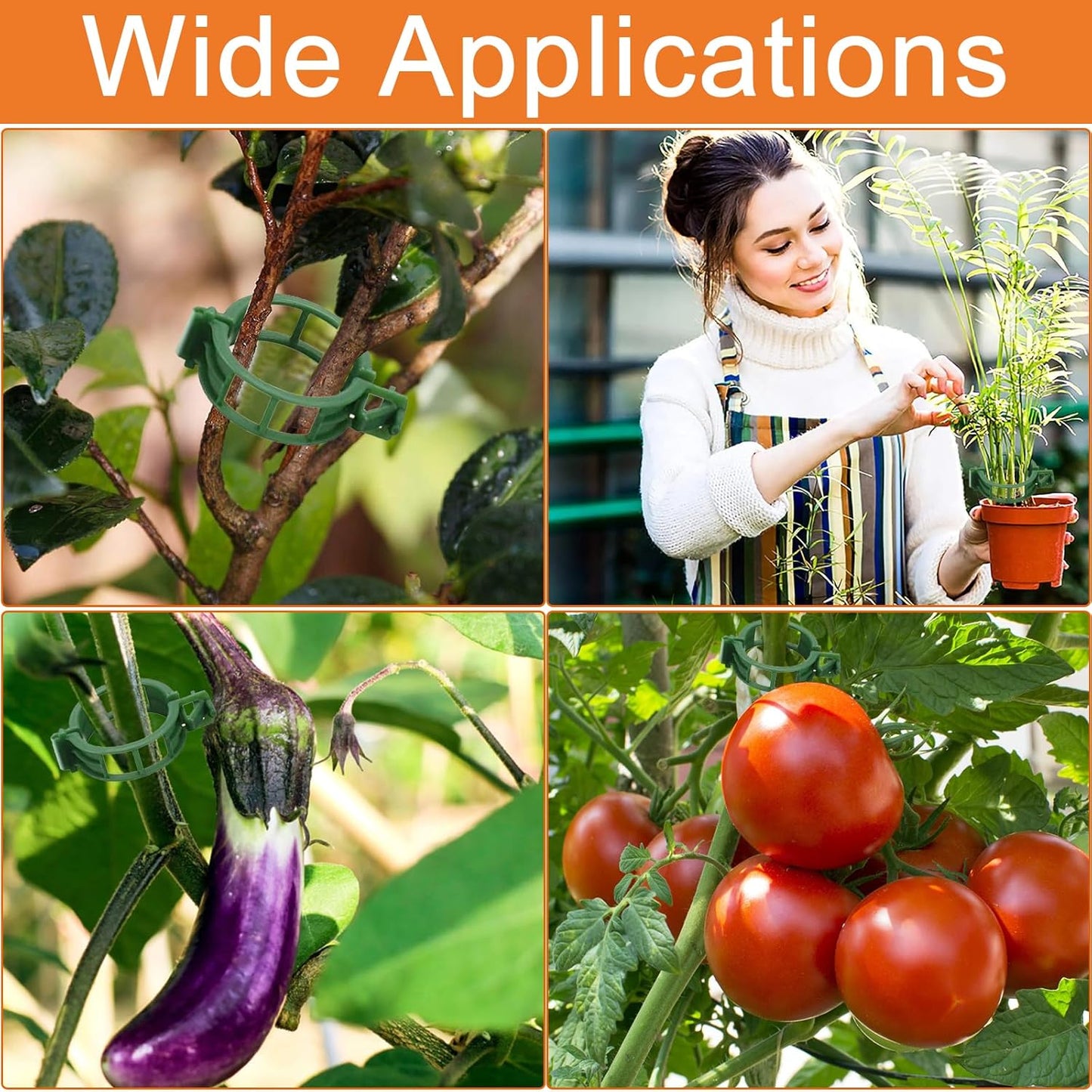 Tomato Clips for Climbing Plants, 300 Pcs Reusable Plastic Tomato Plant Clips for Climbing Plants,Tomato Trellis Clips for Plants Support