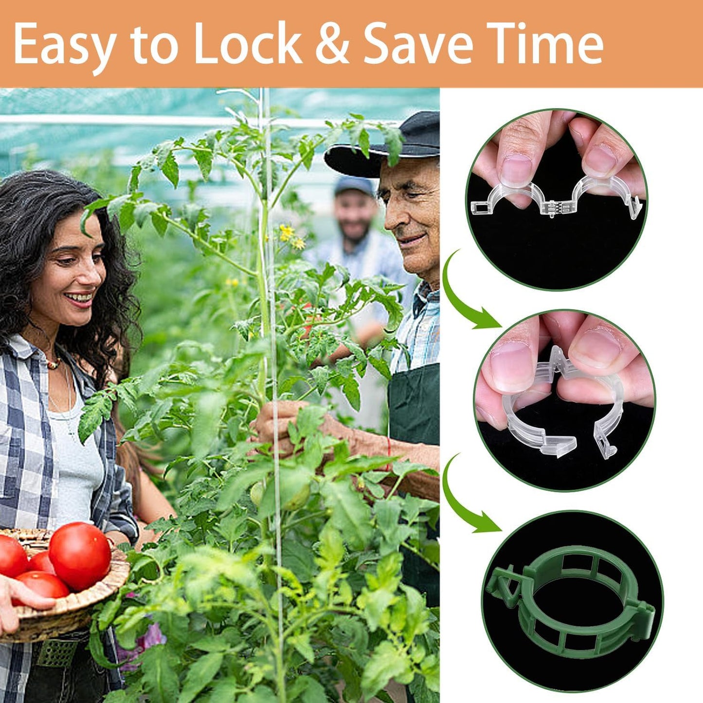 Tomato Clips for Climbing Plants, 300 Pcs Reusable Plastic Tomato Plant Clips for Climbing Plants,Tomato Trellis Clips for Plants Support