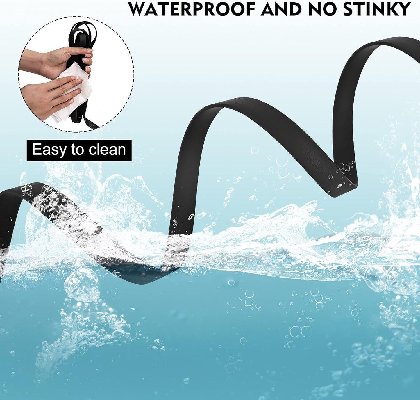 Waterproof Long Leash Durable Dog Recall Training Lead Great for Outdoor Hiking, Training, Yard, Beach and Swimming (Black, 30ft)