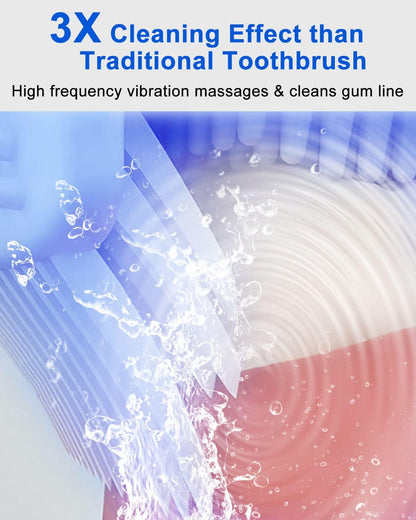 Ultrasonic Electric Toothbrush Adults, Automatic Toothbrush U Shaped Whole Mouth Cleaning Teeth Whitening Hands Free Rechargeable IPX7 Waterproof