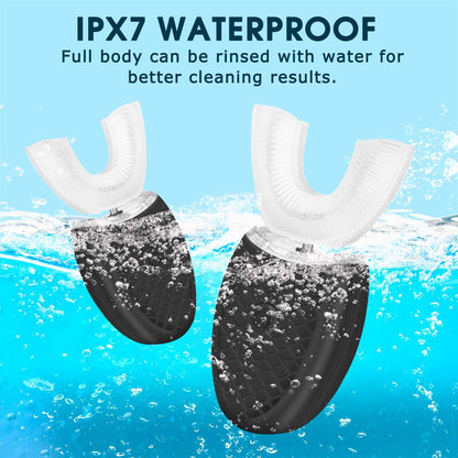 Ultrasonic Electric Toothbrush Adults, Automatic Toothbrush U Shaped Whole Mouth Cleaning Teeth Whitening Hands Free Rechargeable IPX7 Waterproof