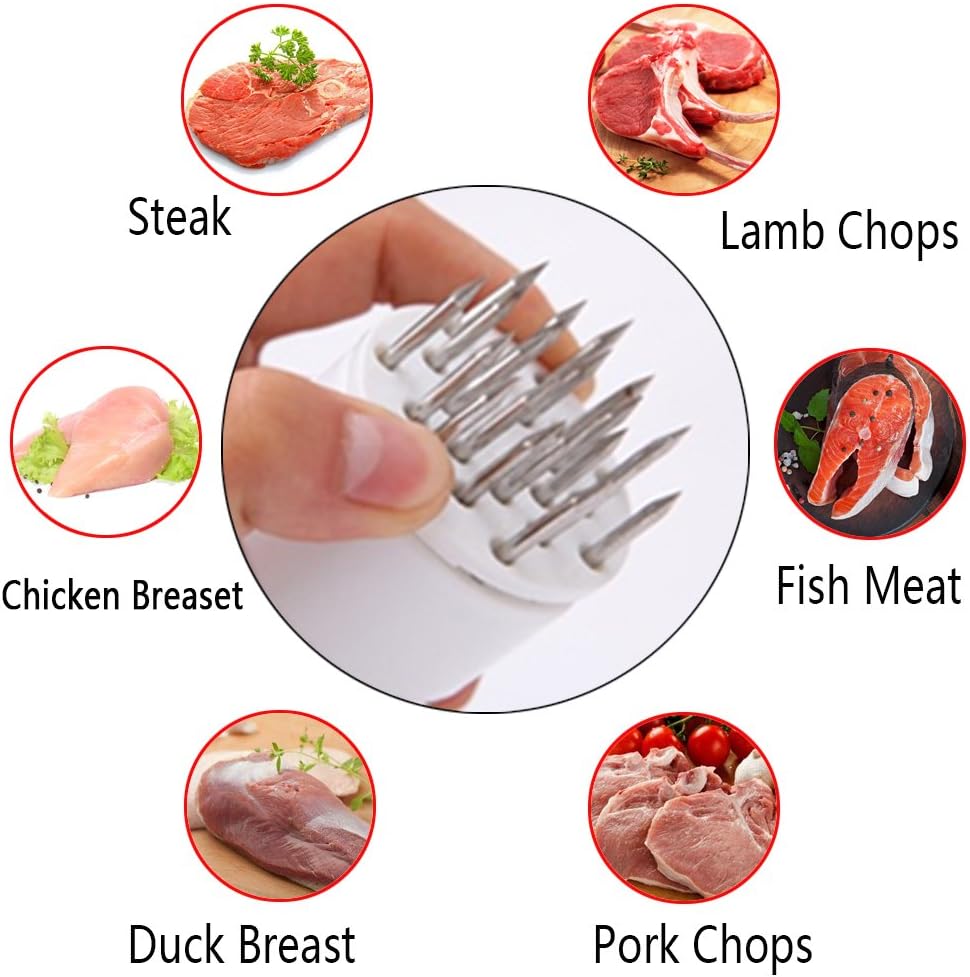 2 Pack Meat Tenderizer Tool Profession Kitchen Gadgets Jacquard Meat Tenderizers 21 Blades Stainless Steel Meat Tenderizer Needle Best For Tenderizing,BBQ,Marinade & Flavor Maximizer
