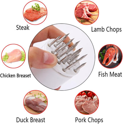 2 Pack Meat Tenderizer Tool Profession Kitchen Gadgets Jacquard Meat Tenderizers 21 Blades Stainless Steel Meat Tenderizer Needle Best For Tenderizing,BBQ,Marinade & Flavor Maximizer