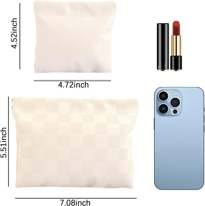 2 Pieces Waterproof Makeup Bag Set for Women, Checkered Cosmetic Bag Travel Toiletry Bag Organizer Cute Small Makeup Bag Aesthetic Accessories Storage Bag for Women, White